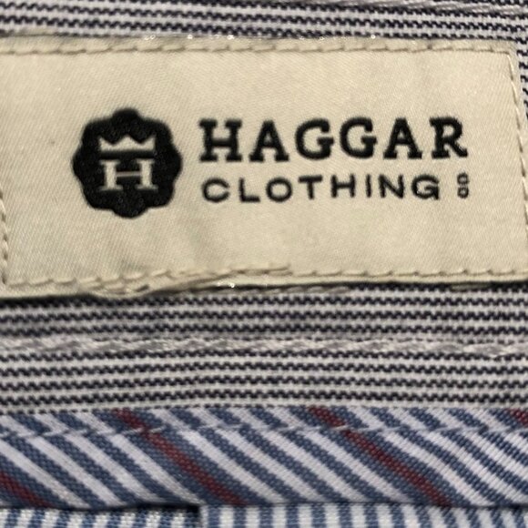 Haggar Clothing Casual Pin Stripped Straight Leg Pants in Blue + White Sz 40x32 - Picture 10 of 12